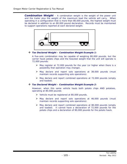 oregon motor carrier registration & tax manual - Oregon Department ...