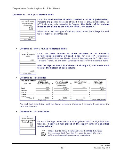 oregon motor carrier registration & tax manual - Oregon Department ...