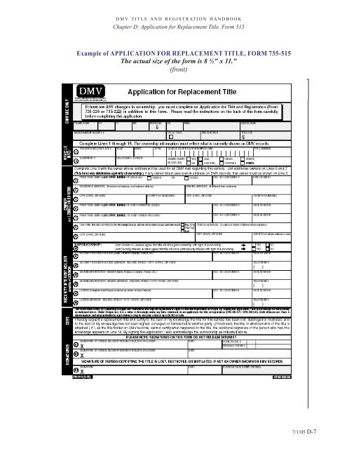 DMV Title and Registration Handbook - Oregon Department of ...