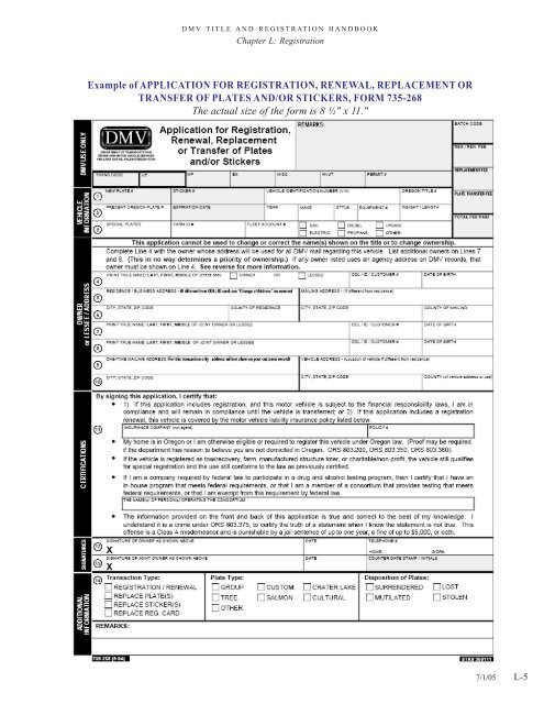 DMV Title and Registration Handbook - Oregon Department of ...