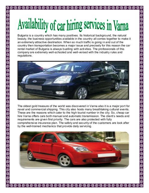 Availability of car hiring services in Varna