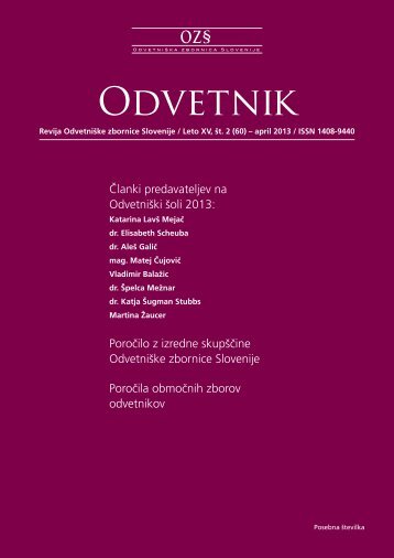 Revija Odvetnik, Å¡t. 60 - OdvetniÅ¡ka Zbornica Slovenije