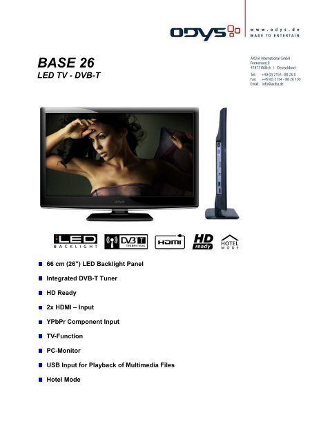 BASE 26 LED TV - DVB-T - Odys