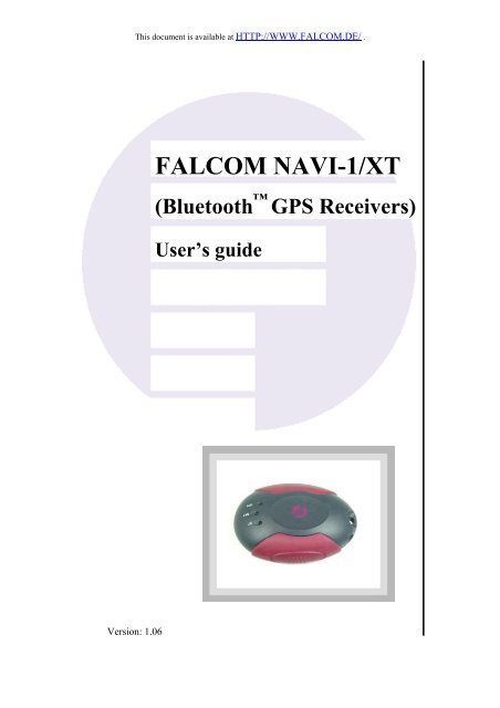 FALCOM NAVI-1/XT (Bluetooth â¢ GPS Receivers) User's guide