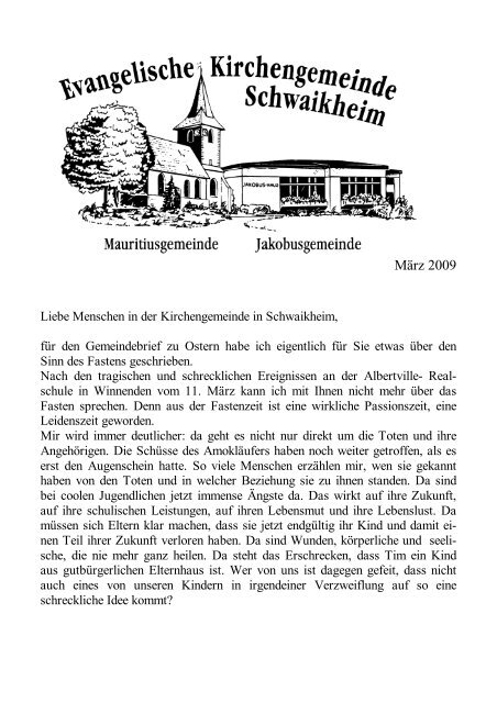 Gemeindebrief Juli 2009 - Ev. Kirche Schwaikheim