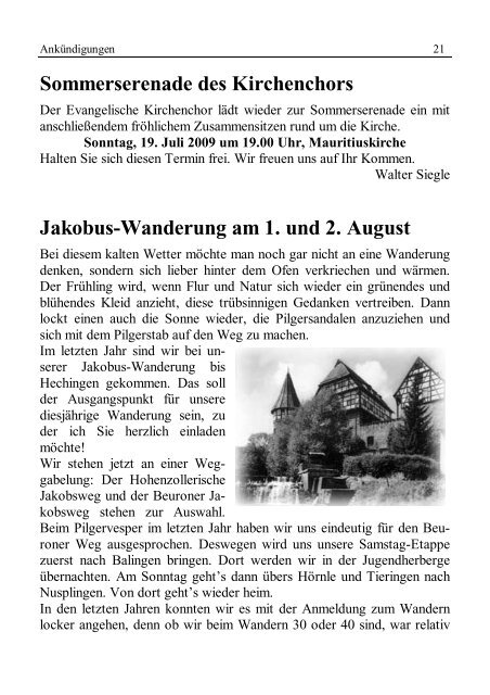 Gemeindebrief Juli 2009 - Ev. Kirche Schwaikheim