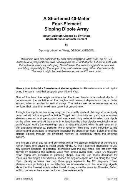 A Shortened 40-Meter Four-Element Sloping Dipole Array