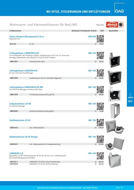 so5 wc-sitze, steuerungen und entlÃ¼ftungen