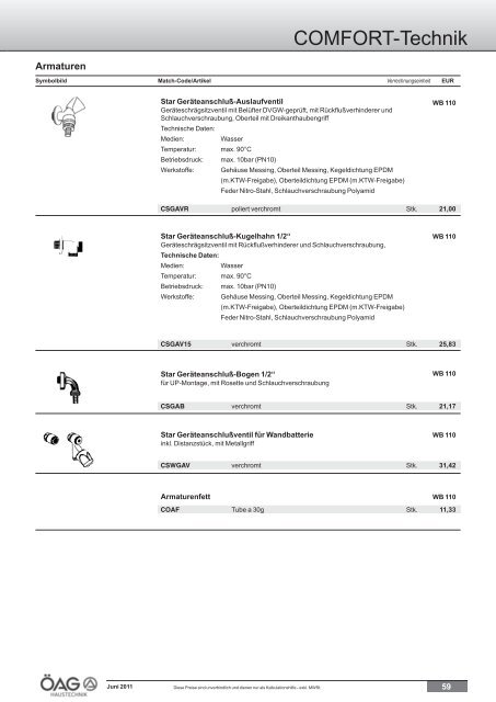 Comfort Technik Katalog (PDF mit ca. 60 MB)