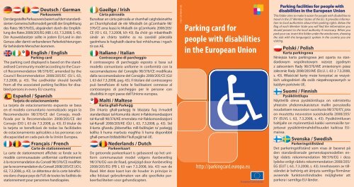 Parking card for people with disabilities in the European Union