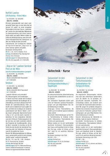 Skitechnik - Kurse - Ãsterreichischer Alpenverein Wien