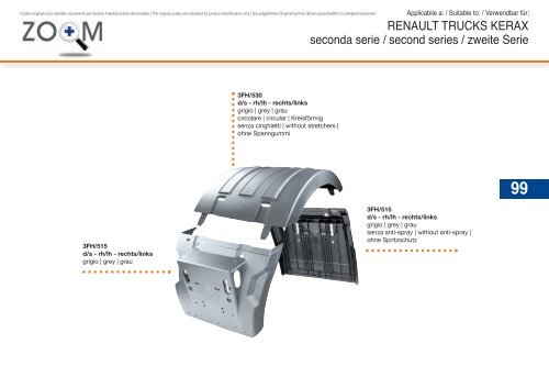 Catalogue pièces de carrosserie pour Camions Renault