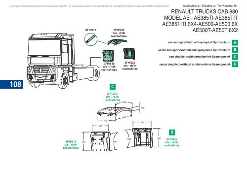 Catalogue pièces de carrosserie pour Camions Renault