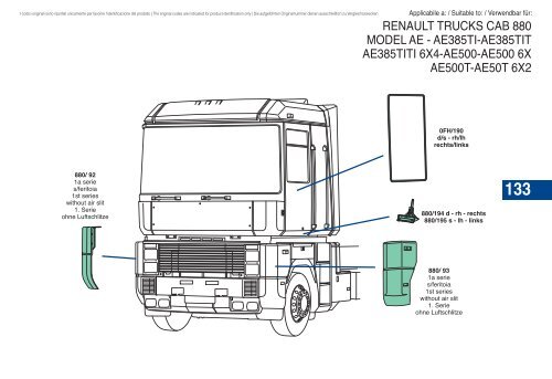 Catalogue pièces de carrosserie pour Camions Renault