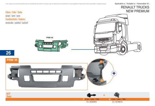 Catalogue pièces de carrosserie pour Camions Renault