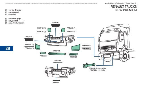 Catalogue pièces de carrosserie pour Camions Renault