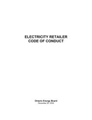 Electricity Retailer Code of Conduct - Ontario Energy Board