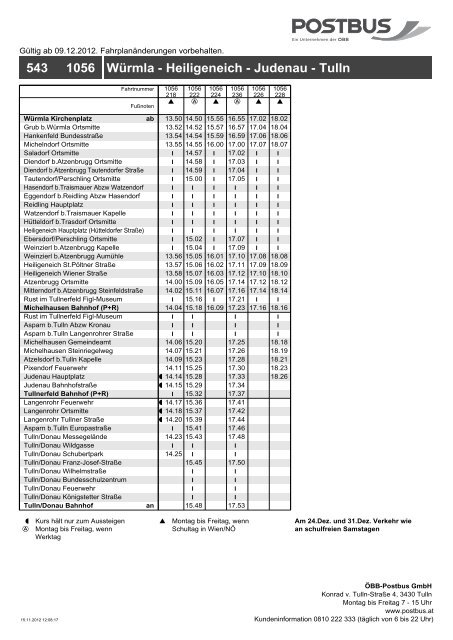 Tulln - Judenau - Heiligeneich - WÃ¼rmla - ÃBB