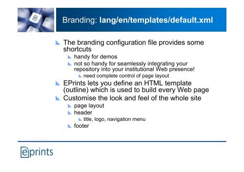 Repository Customisation: Configuring EPrints