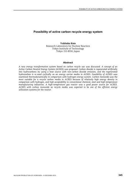 Nuclear Production of Hydrogen, Fourth Information Exchange ...