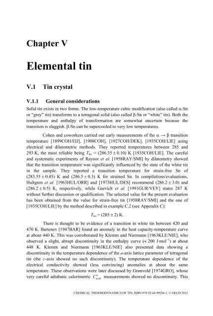 Chemical Thermodynamics of Tin - Volume 12 - OECD Nuclear ...