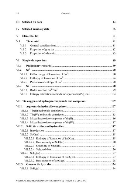 Chemical Thermodynamics of Tin - Volume 12 - OECD Nuclear ...