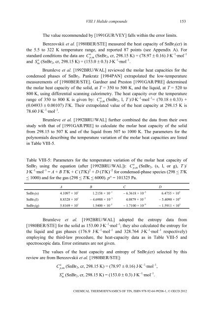 Chemical Thermodynamics of Tin - Volume 12 - OECD Nuclear ...