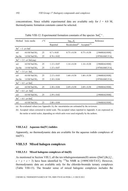 Chemical Thermodynamics of Tin - Volume 12 - OECD Nuclear ...