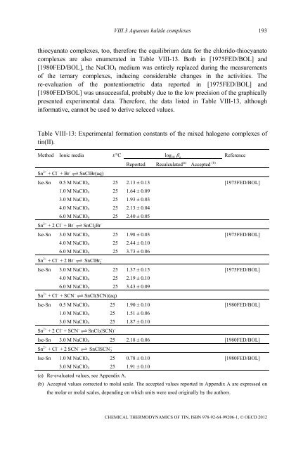 Chemical Thermodynamics of Tin - Volume 12 - OECD Nuclear ...