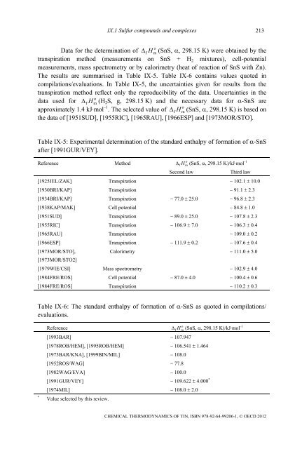 Chemical Thermodynamics of Tin - Volume 12 - OECD Nuclear ...