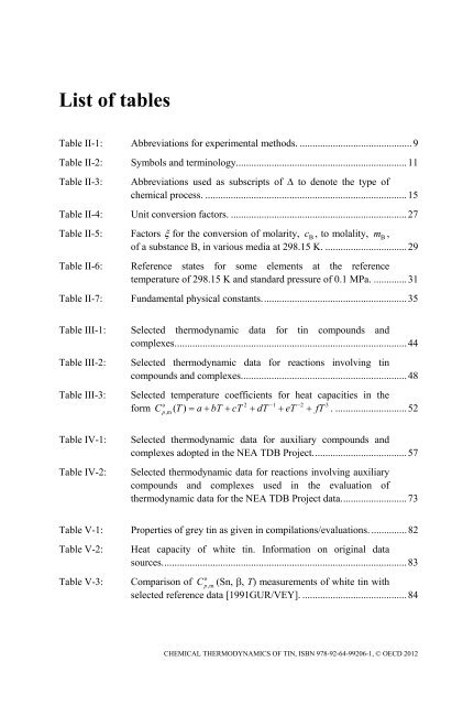 Chemical Thermodynamics of Tin - Volume 12 - OECD Nuclear ...