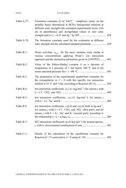 Chemical Thermodynamics of Tin - Volume 12 - OECD Nuclear ...