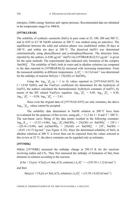 Chemical Thermodynamics of Tin - Volume 12 - OECD Nuclear ...