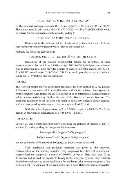 Chemical Thermodynamics of Tin - Volume 12 - OECD Nuclear ...