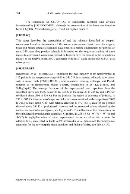 Chemical Thermodynamics of Tin - Volume 12 - OECD Nuclear ...