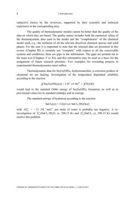 Chemical Thermodynamics of Tin - Volume 12 - OECD Nuclear ...