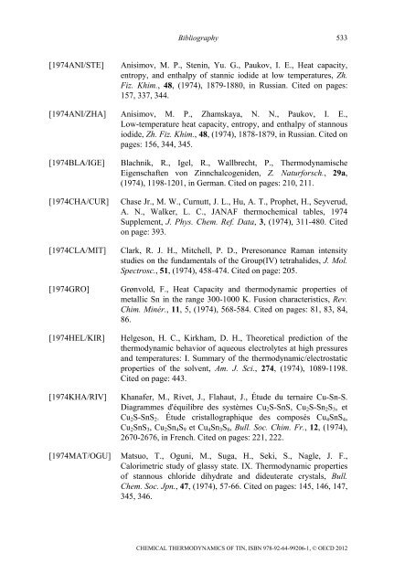 Chemical Thermodynamics of Tin - Volume 12 - OECD Nuclear ...