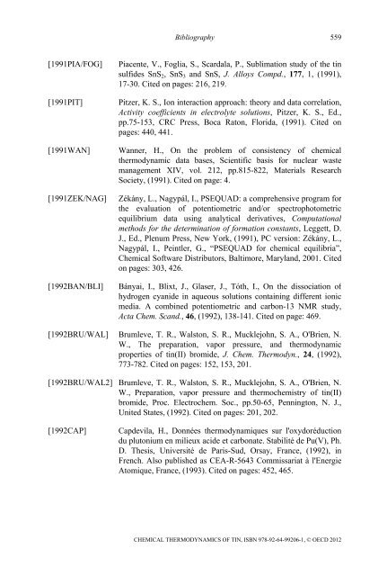 Chemical Thermodynamics of Tin - Volume 12 - OECD Nuclear ...