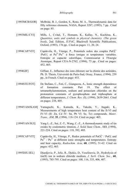 Chemical Thermodynamics of Tin - Volume 12 - OECD Nuclear ...