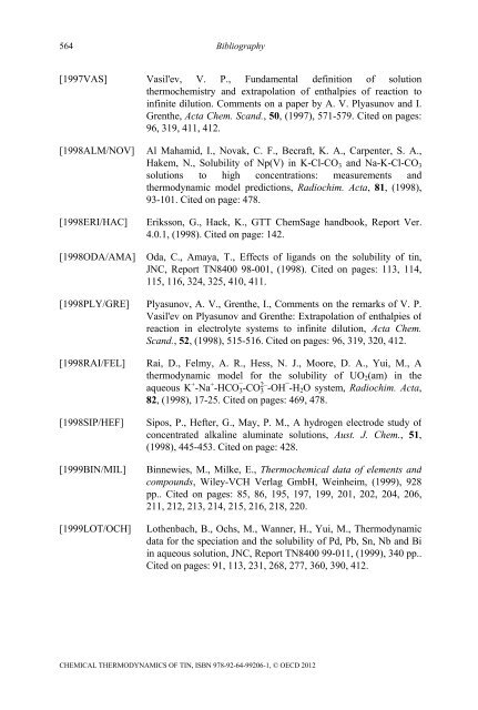 Chemical Thermodynamics of Tin - Volume 12 - OECD Nuclear ...