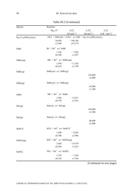 Chemical Thermodynamics of Tin - Volume 12 - OECD Nuclear ...