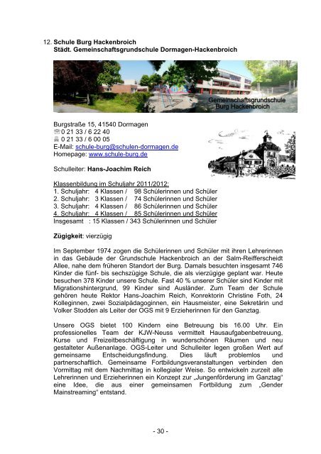 Grundschulen in Dormagen Informationen zum ... - Stadt Dormagen