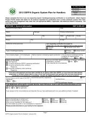 2012 OEFFA Organic System Plan for Handlers