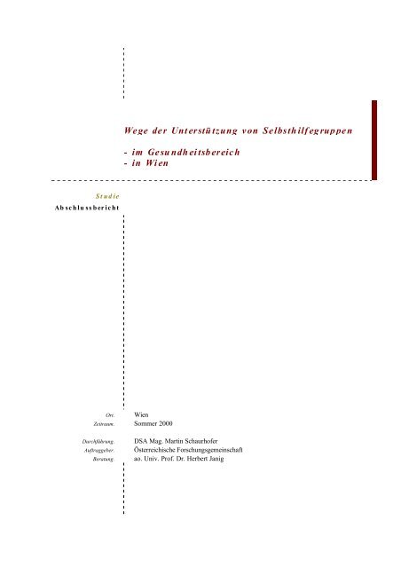 Wege der UnterstÃ¼tzung von Selbsthilfegruppen im ...