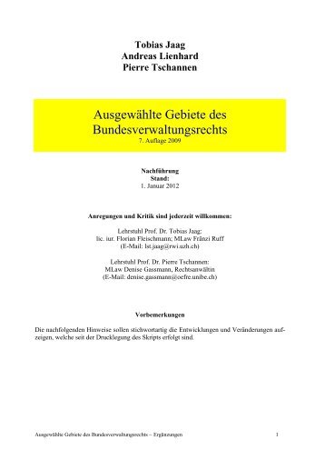 AusgewÃ¤hlte Gebiete des Bundesverwaltungsrechts - Institut fÃ¼r ...