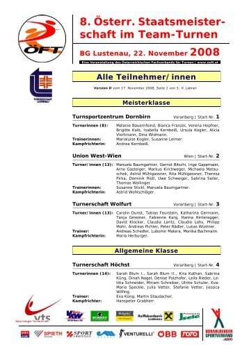 8. Ãsterr. Staatsmeister - Ãsterreichischer Fachverband fÃ¼r Turnen