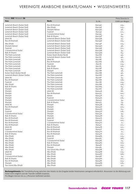 Preisliste zum Download - Öger Tours