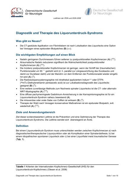 Diagnostik und Therapie des Liquorunterdruck-Syndroms