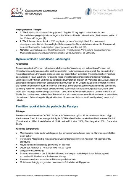 Myotone Dystrophien, nichtdystrophe Myotonien und periodische ...