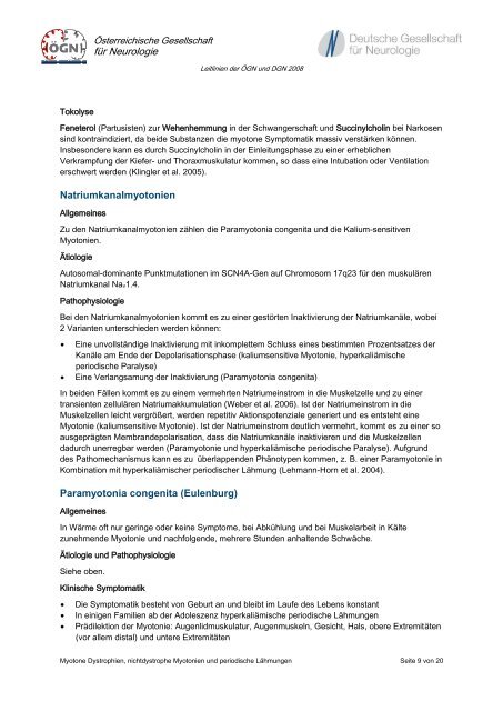 Myotone Dystrophien, nichtdystrophe Myotonien und periodische ...